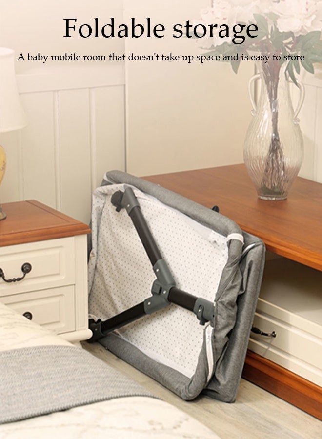 Spides Multifunctional Baby Crib 3 in 1 Newborn Baby Bed Height Adjustable Opening Sides Portable Movable Folding Baby Bassinet with Diaper Changing Station and 360° Swivel Wheels Breathable Stable Bedside Crib for Infants and Newborns - Image 5